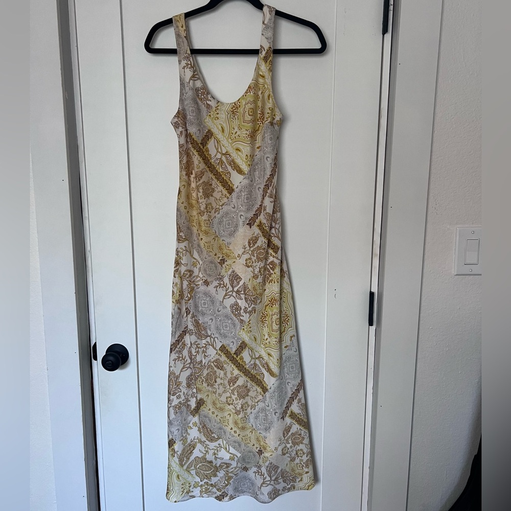 DREW Cream and Yellow Patterned Maxi Dress